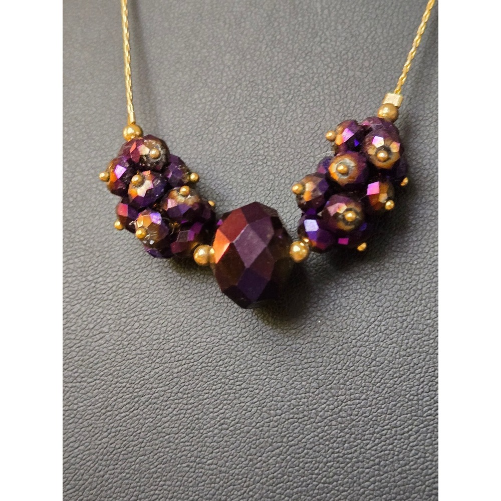 Katherine J. Kornblau KJK Purple Faceted Bead Goldtone Necklace Vintage - Picture 2 of 6